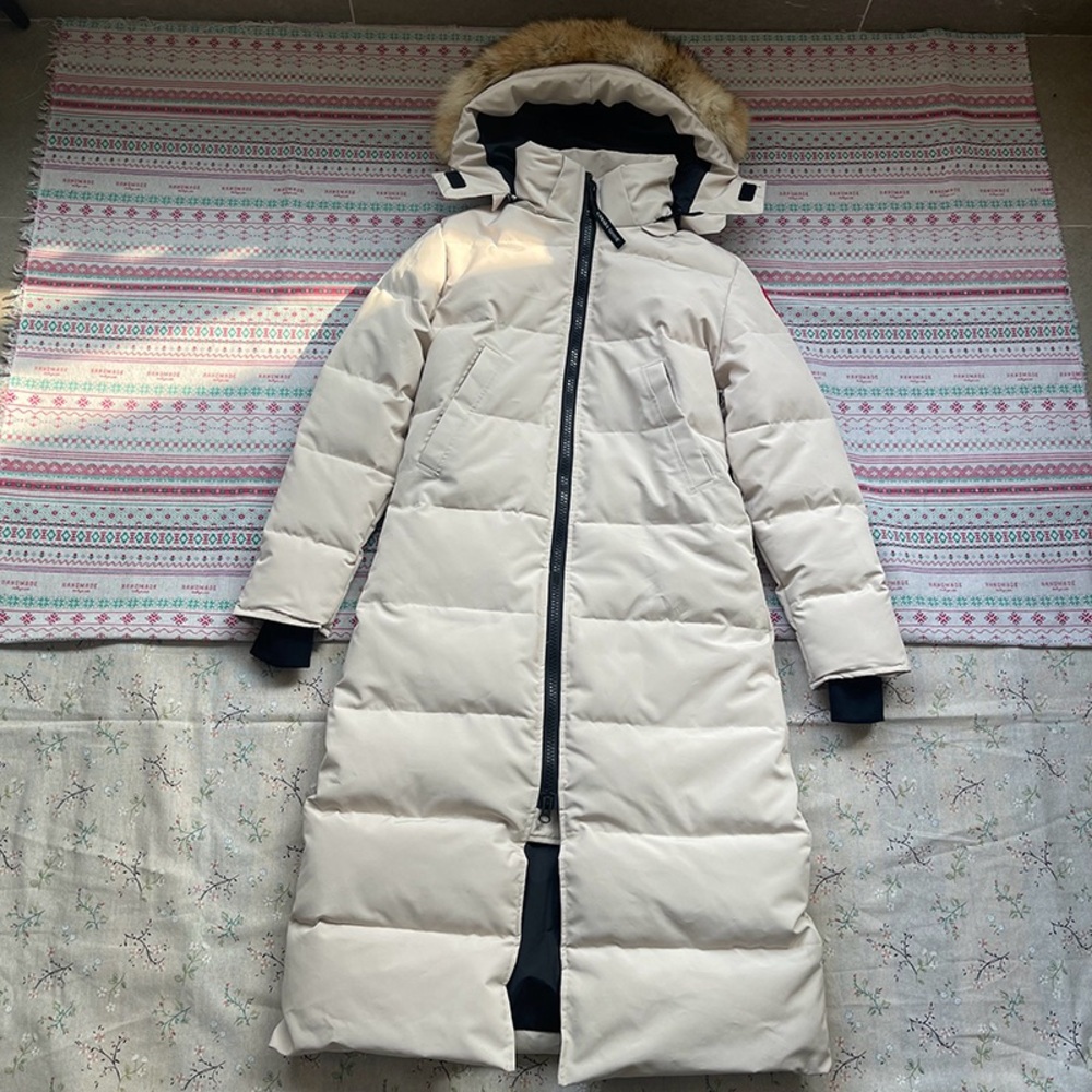 Canada Goose Cream Long Puffer Jacket